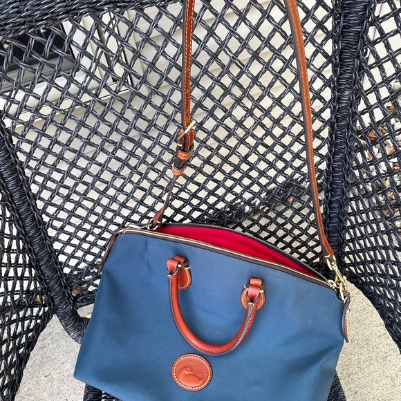 Dooney & Bourke Blue and Brown Shoulder Bag with Leather Trim - Picture 6 of 6